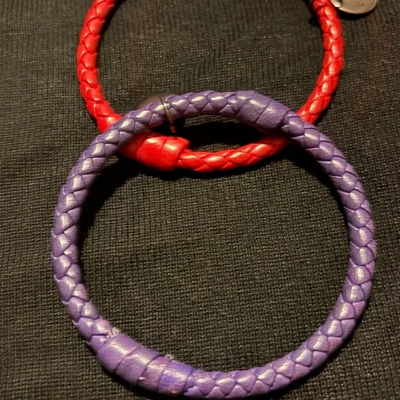 Bottega Veneta Red and Purple Braided Bracelets - Picture 2 of 4